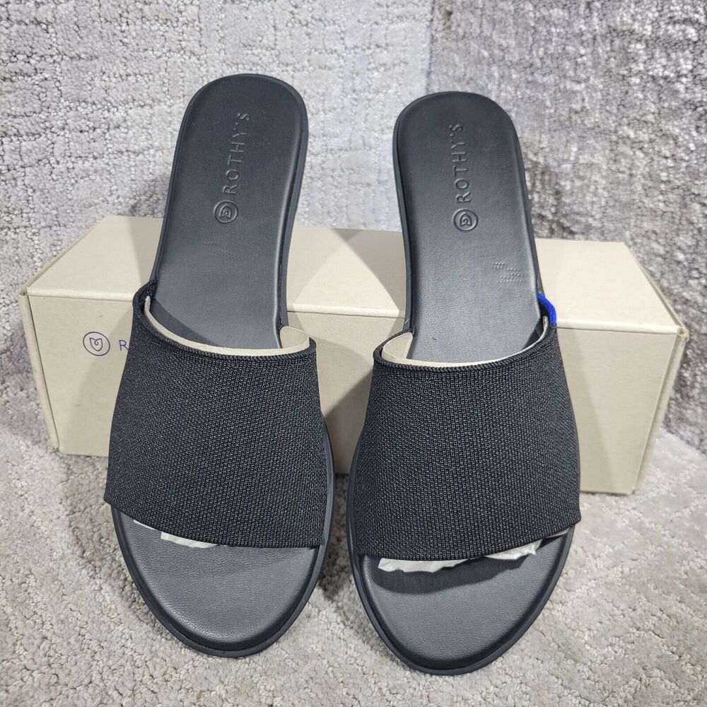 Rothy’s The Slide Black Comfortable Flats Slip on Sandals Women’s Multiple Sizes